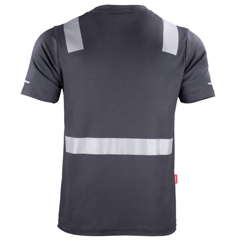 Polera hibrida cinta reflectiva manga corta gris - Imagen 3