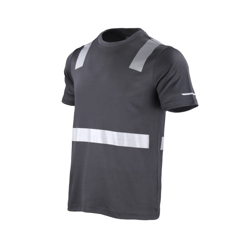 Polera hibrida cinta reflectiva manga corta gris - Imagen 2