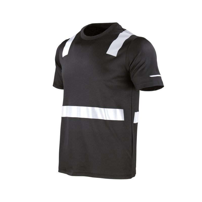 Polera hibrida cinta reflectiva manga corta negro - Imagen 2
