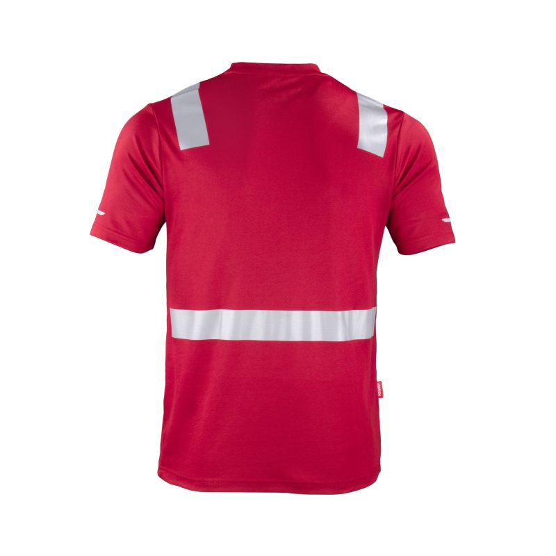 Polera hibrida cinta reflectiva manga corta roja - Imagen 2