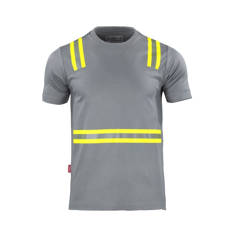 Polera híbrida dual hi vis manga corta gris