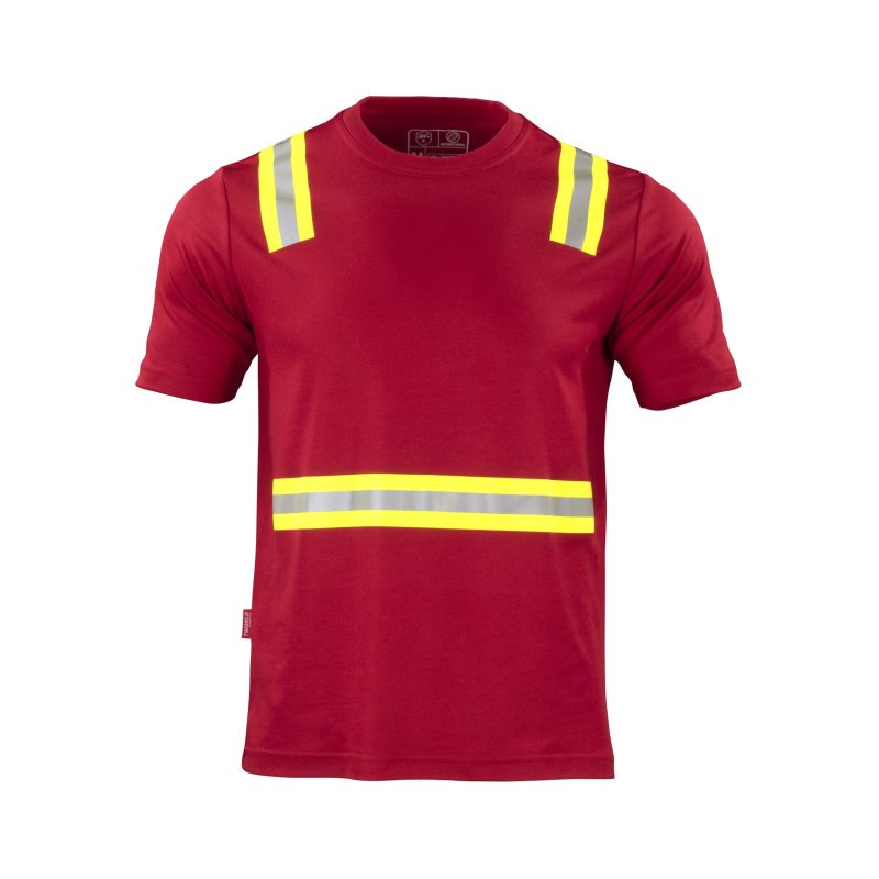 Polera híbrida dual hi vis manga corta roja