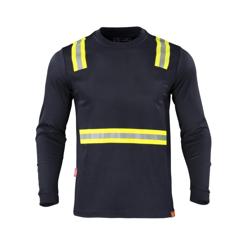 Polera hibrida dual hi vis hombre manga larga azul