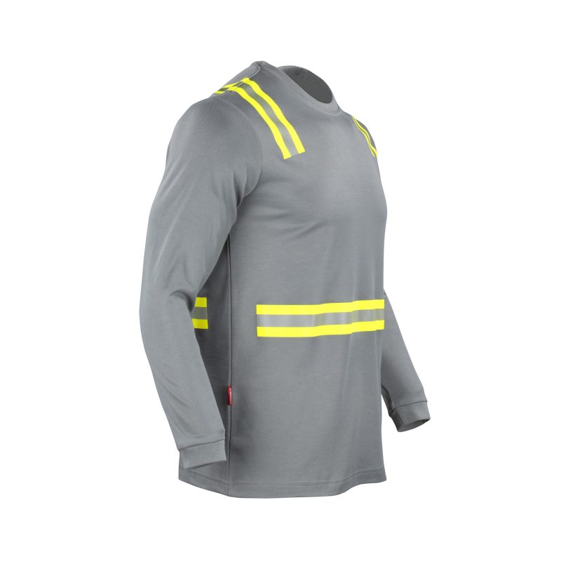 Polera hibrida dual hi vis hombre manga larga gris - Imagen 4