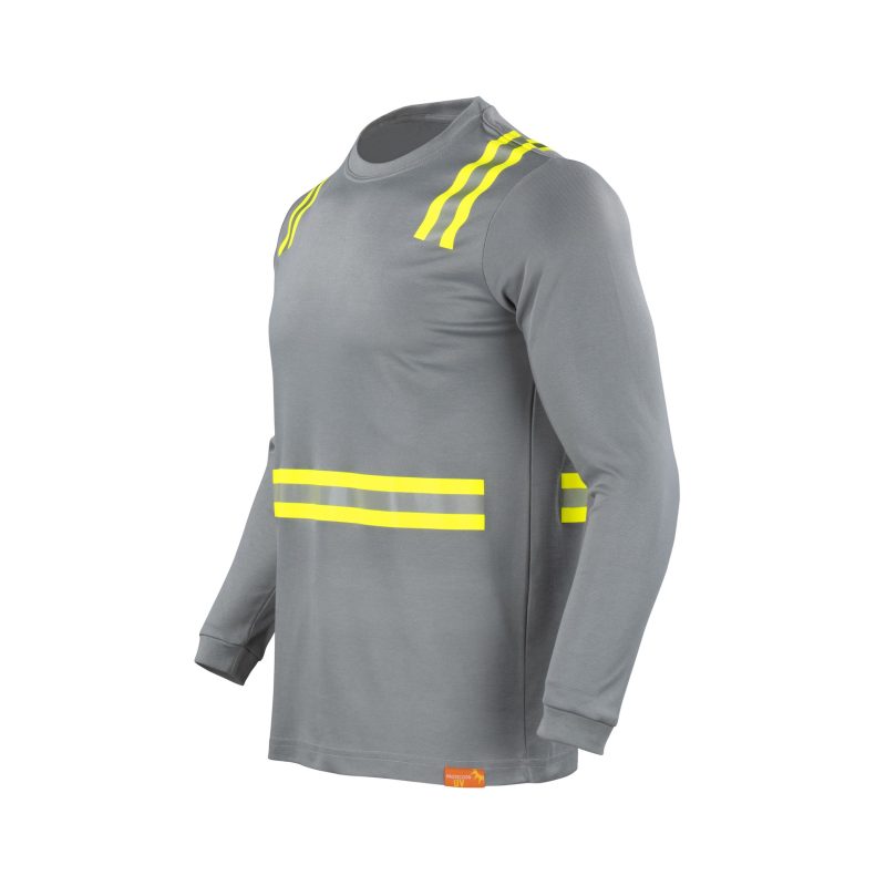 Polera hibrida dual hi vis hombre manga larga gris - Imagen 2