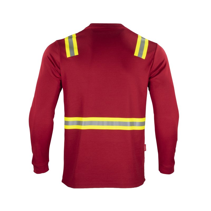 Polera hibrida dual hi vis hombre manga larga roja - Imagen 3