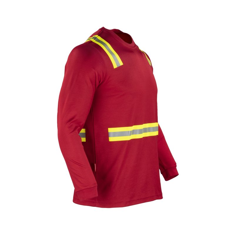 Polera hibrida dual hi vis hombre manga larga roja - Imagen 4