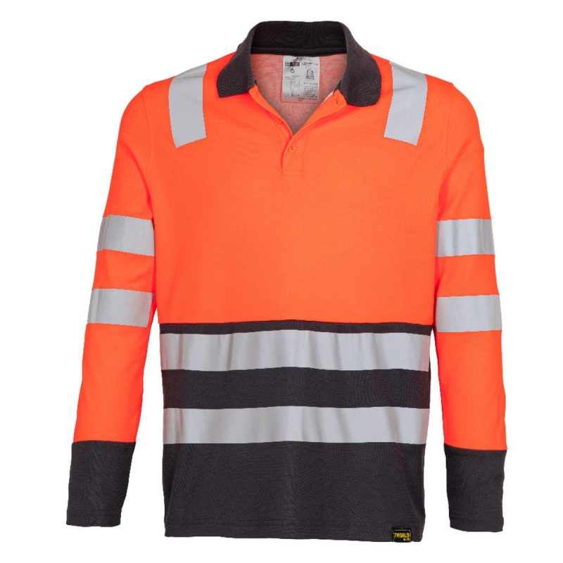 Polera Cam Hibrida Bi Color M/Larga Naranja