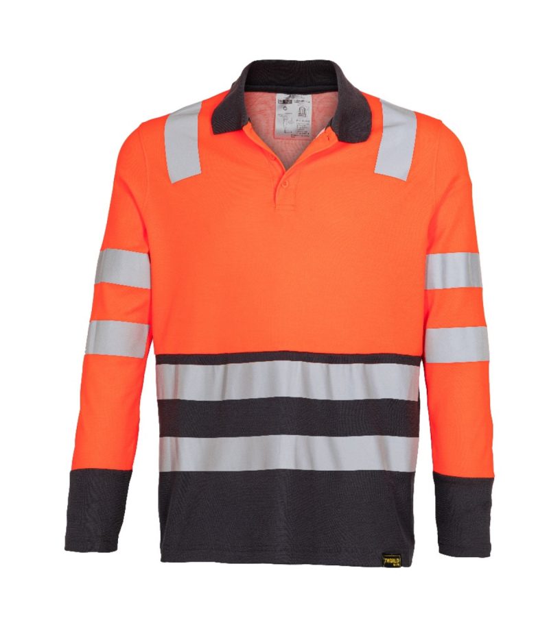 Polera Cam Hibrida Bi Color M/Larga Naranja