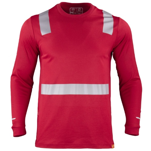 Polera Polo Hibrida con Cinta Reflectiva M_L Rojo-1 Polera Polo Hibrida con Cinta Reflectiva M/L - Imagen 1